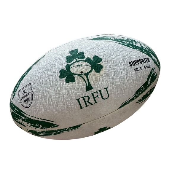 Gilbert IRFU Supporter Size 4 Rugby Ball With Air Ireland Shamrock White & Green - Picture 1 of 10